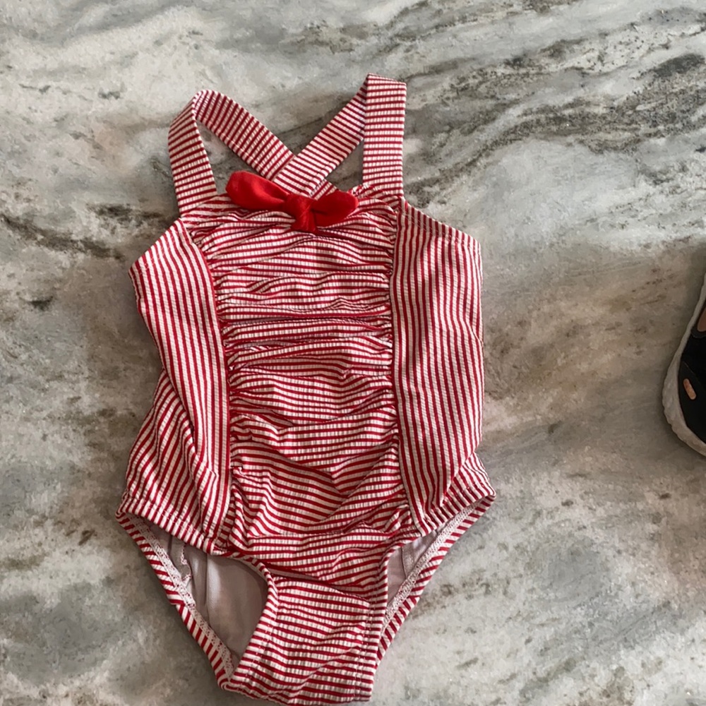 Red and white 2t cat and Jack swimsuit